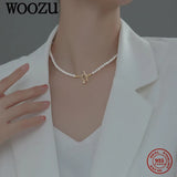 925 Silver Baroque Pearl Clavicle Necklace European Punk Jewelry