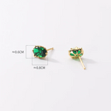 925 Silver Green Emerald Diamond Stud Earrings for Women