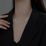 925 Sterling Silver High Link Chain Clavicle Necklace for Women