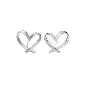 925 Silver Love Heart Small Stud Earrings Romantic Teen Party Jewelry