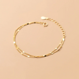 925 Silver Minimalist Punk Double Layer Chain Bracelets For Women