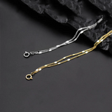 925 Silver Minimalist Punk Double Layer Chain Bracelets For Women