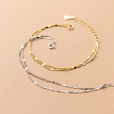 925 Silver Minimalist Punk Double Layer Chain Bracelets For Women