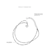 925 Silver Minimalist Punk Double Layer Chain Bracelets For Women