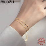 925 Silver Minimalist Punk Double Layer Chain Bracelets For Women