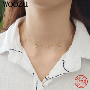 925 Silver Small Round Balls Clavicle Necklace for Women