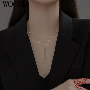 925 Silver Small Round Bead Chain Necklaces for Women