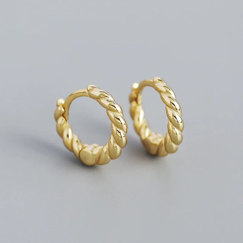 925 Sterling Silver Minimalist Circle Hoop Earrings Punk Rock Ear Buckle Jewelry