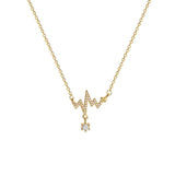925 Silver Wave Love Zircon Pendant Necklace Plated 14k