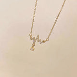 925 Silver Wave Love Zircon Pendant Necklace Plated 14k