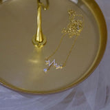 925 Silver Wave Love Zircon Pendant Necklace Plated 14k