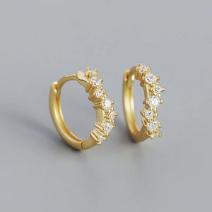 925 Sterling Silver Wave CZ Zircon Hoop Earrings European Rock Unisex Jewelry