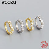 925 Sterling Silver Wave CZ Zircon Hoop Earrings European Rock Unisex Jewelry