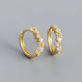 925 Sterling Silver Wave CZ Zircon Hoop Earrings European Rock Unisex Jewelry