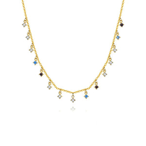 925 Silver Punk Stone Necklace for Women Party Bohemian Choker