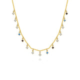 925 Silver Punk Stone Necklace for Women Party Bohemian Choker