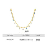 925 Silver Punk Stone Necklace for Women Party Bohemian Choker