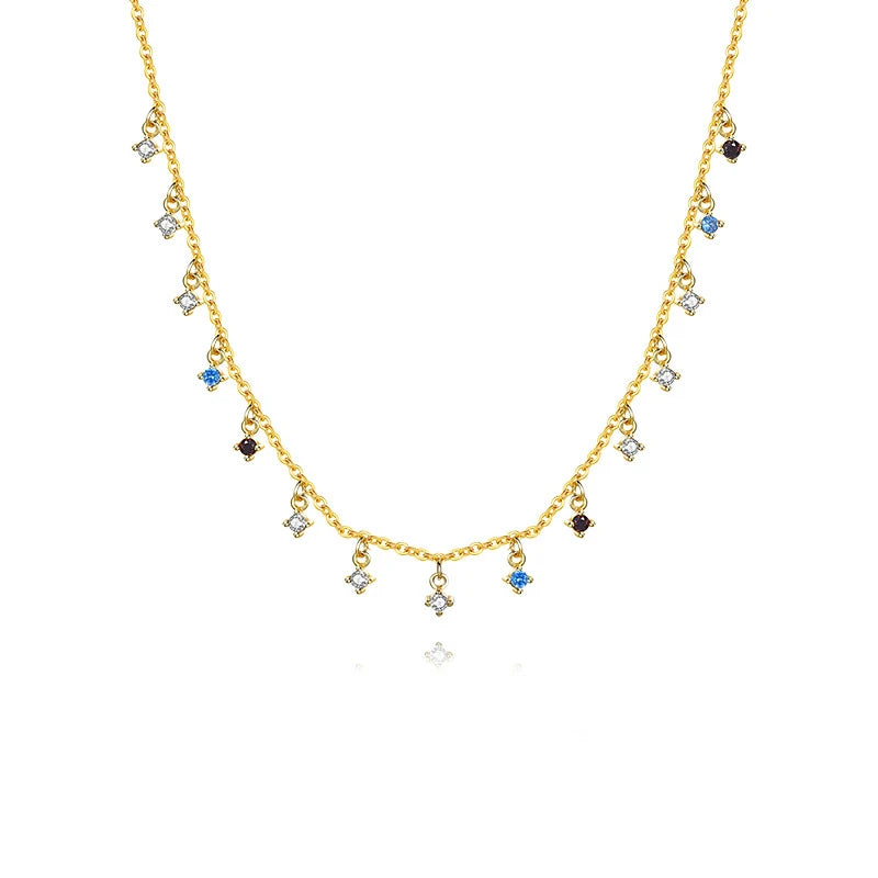 925 Silver Punk Stone Necklace for Women Party Bohemian Choker