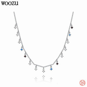 925 Silver Punk Stone Necklace for Women Party Bohemian Choker