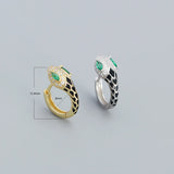 925 Silver Green Zircon Snake Huggie Hoop Earrings