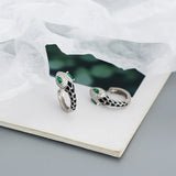 925 Silver Green Zircon Snake Huggie Hoop Earrings