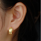 Sterling Silver Punk Rock Striped Huggie Hoop Earrings Gothic Charm Ear Buckle