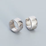Sterling Silver Punk Rock Striped Huggie Hoop Earrings Gothic Charm Ear Buckle