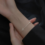 925 Silver Moon Star Zircon Chain Bracelet Wedding Jewelry Gift