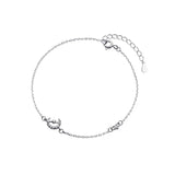 925 Silver Moon Star Zircon Chain Bracelet Wedding Jewelry Gift