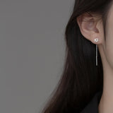 925 Silver Flower Rose Chain Drop Earrings for Women Party
