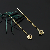 925 Silver Flower Rose Chain Drop Earrings for Women Party