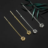 925 Silver Flower Rose Chain Drop Earrings for Women Party