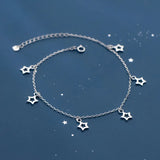 925 Silver Hollow Star Chain Anklet for Women