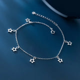925 Silver Hollow Star Chain Anklet for Women