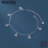 925 Silver Hollow Star Chain Anklet for Women