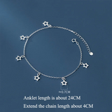 925 Silver Hollow Star Chain Anklet for Women
