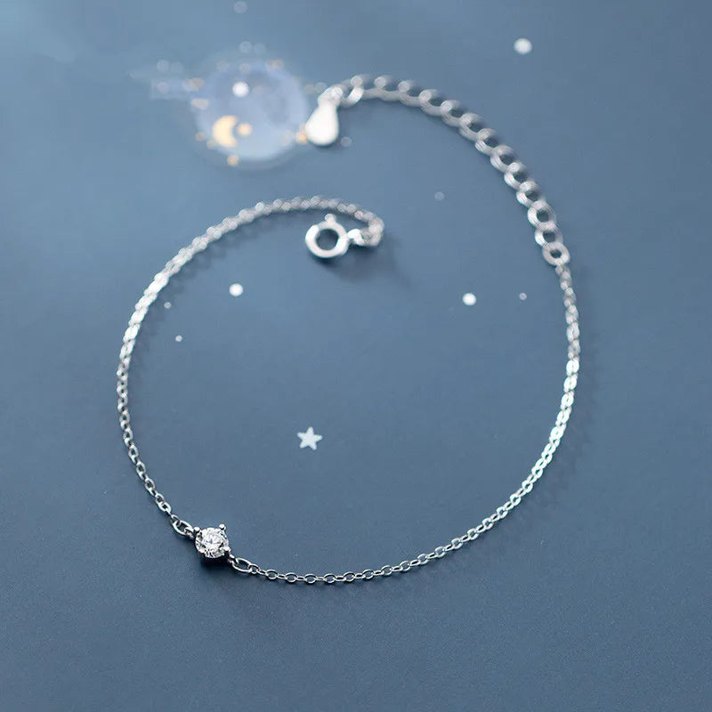 925 Silver Crystal Zircon Charm Bracelet French Punk Party Jewelry