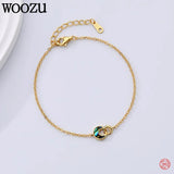 925 Silver Moon Double Ring Abalone Shell Bracelet Bangle Women Jewelry Gift