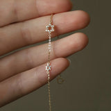 925 Silver Pave CZ Star Chain Bracelet for Women