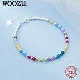 925 Silver Rainbow Zircon Charm Bracelet Wedding Jewelry