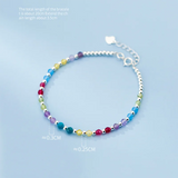 925 Silver Rainbow Zircon Charm Bracelet Wedding Jewelry