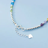 925 Silver Rainbow Zircon Charm Bracelet Wedding Jewelry