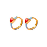 925 Silver Red Enamel Heart Hoop Earrings Daily Wear Gift