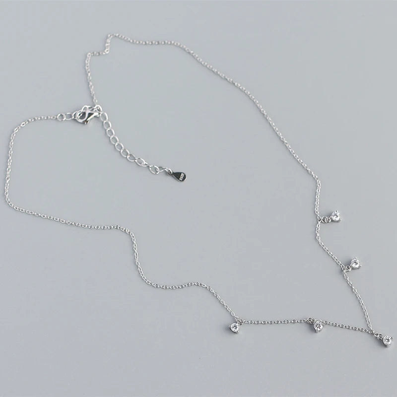 925 Silver Crystal Zircon Chain Necklaces European Punk Rock Jewelry