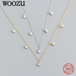 925 Silver Crystal Zircon Chain Necklaces European Punk Rock Jewelry