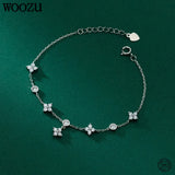 925 Silver Zircon Flower Bracelet Wedding Charms Jewelry