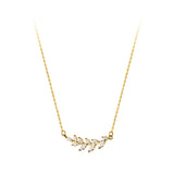 925 Silver Zircon Leaf Tassel Necklace Wedding Clavicle Choker