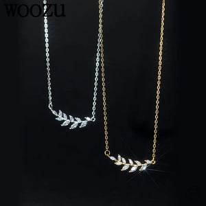 925 Silver Zircon Leaf Tassel Necklace Wedding Clavicle Choker