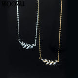 925 Silver Zircon Leaf Tassel Necklace Wedding Clavicle Choker