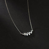 925 Silver Zircon Leaf Tassel Necklace Wedding Clavicle Choker